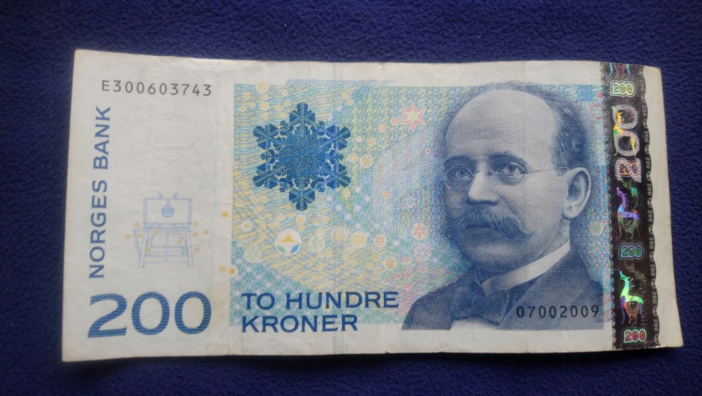 Norwegia - banknot 200 koron 2009 rok seria E