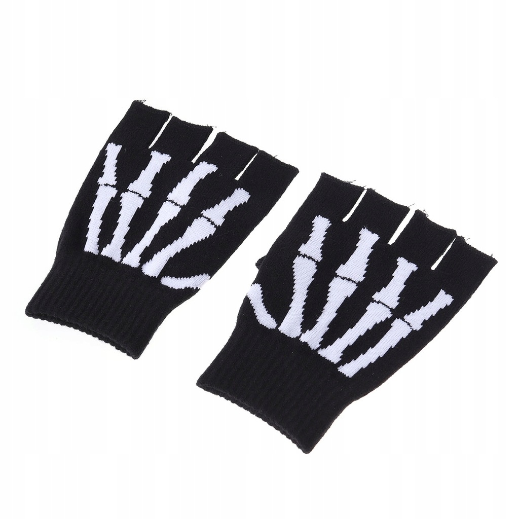 Rękawiczki bez palców męskie Halloween szkielet Cosplay
