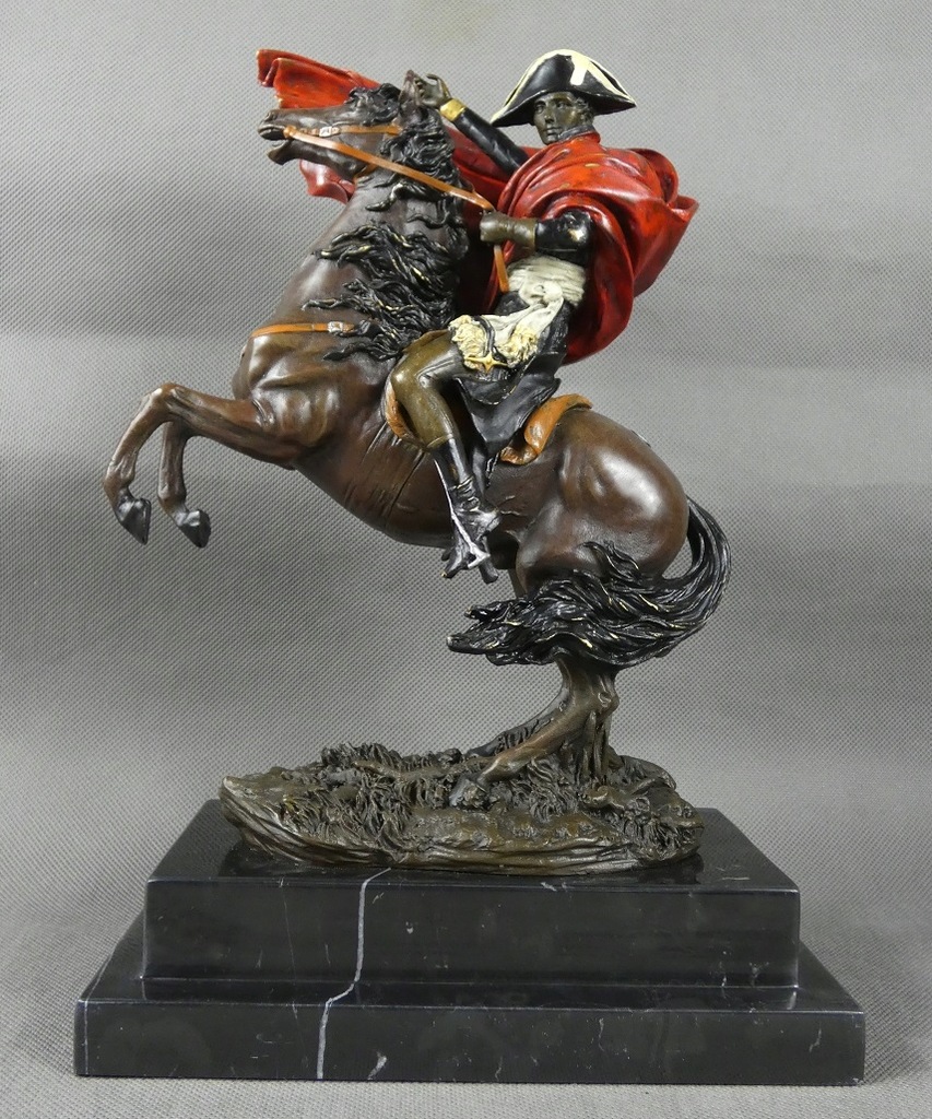 Figura NAPOLEON Bonaparte na koniu KOŃ brąz RZEŹBA 32cm