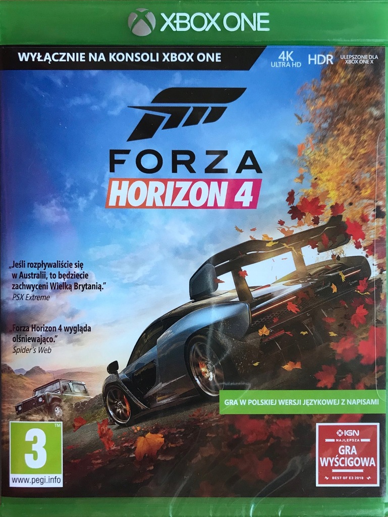 Nowa Gra Xbox One Forza Horizon 4 Polska wersja