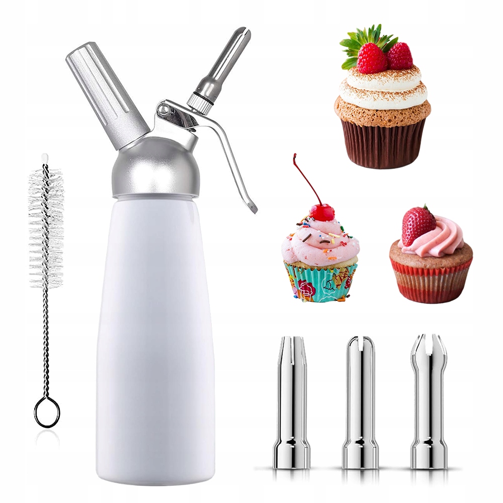 SYFON DO BITEJ ŚMIETANY, POJEMNOŚĆ 0.5 L, kolor biały, główka okrągła