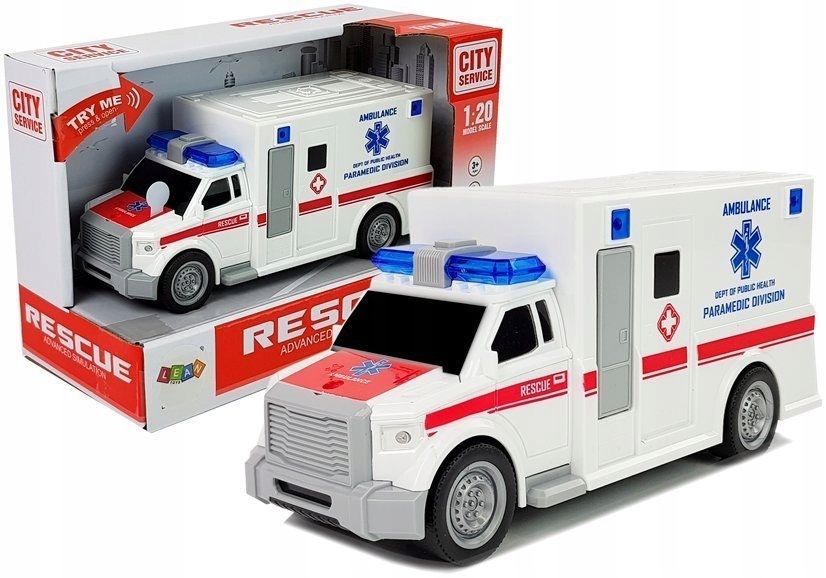 Ambulans z napędem frykcyjnym Biały Na Baterie 1:2