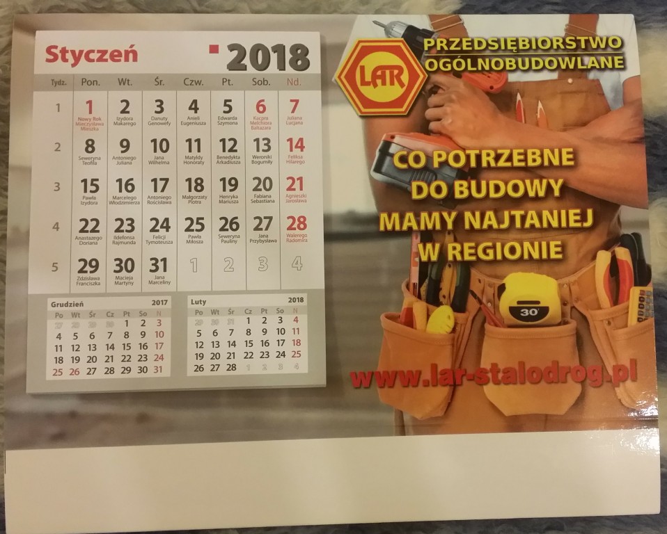 kalendarz na biurko 20 cm. x 13 cm.