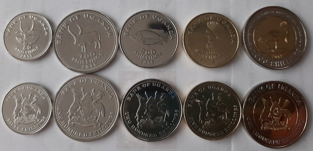 UGANDA zestaw 5 monet (bimetal)