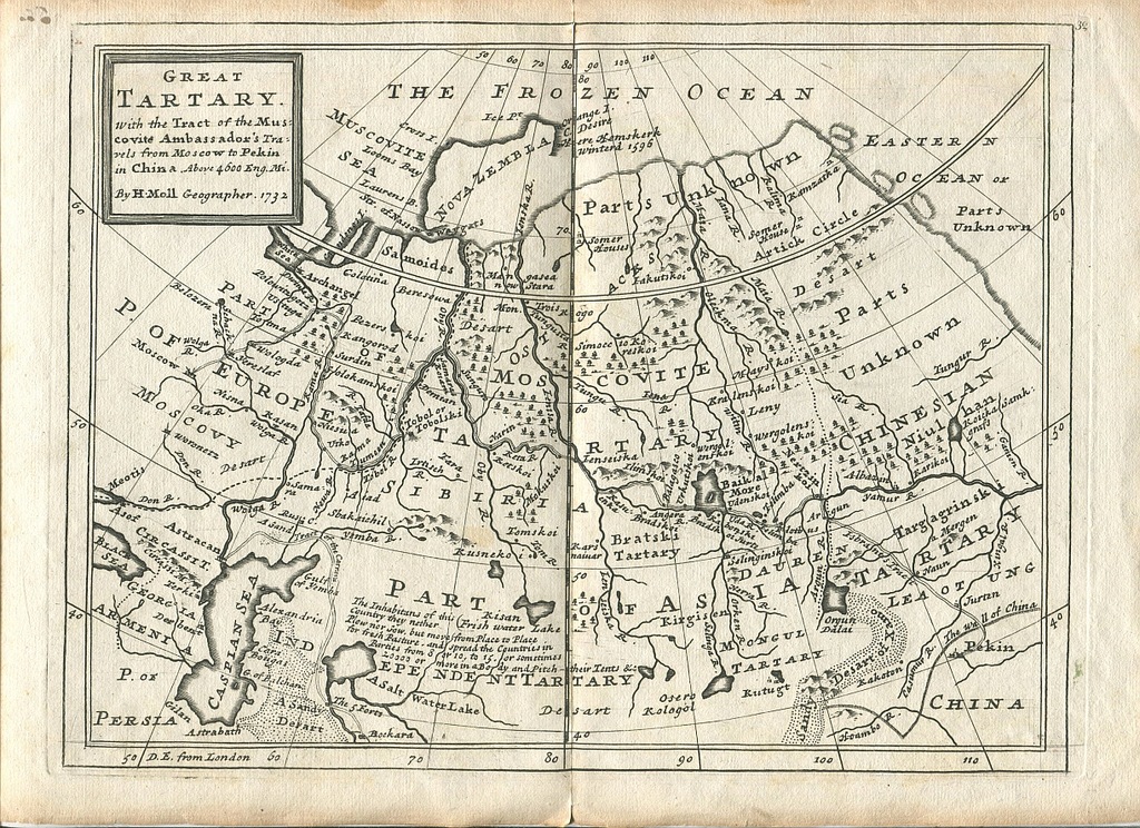 mapa GREAT TARTARY 1732 Rosja Kaukaz Syberia