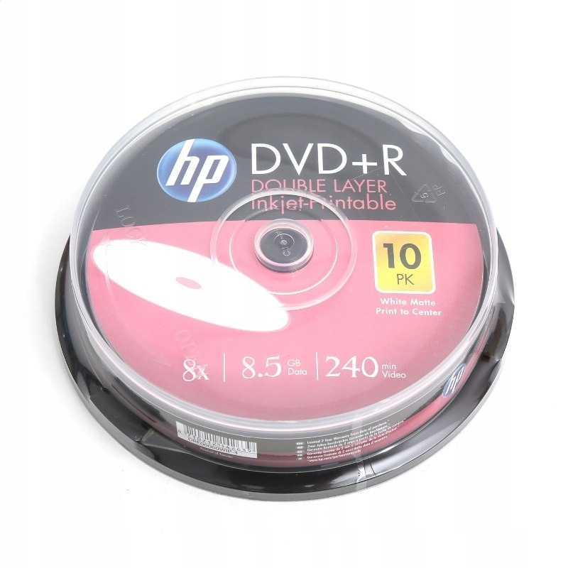 HP DL DVD+R 8.5GB 8X WHITE FF INKJET PRINTABLE CAK