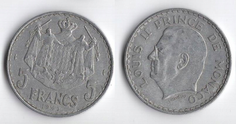 MONAKO 1945 5 FRANCS