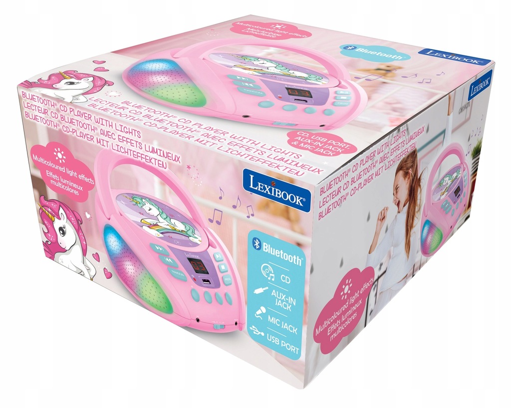 ODTWARZACZ CD BLUETOOTH JEDNOROŻEC Z EFEKTAMI ŚWIETLNYMI RCD109UNI