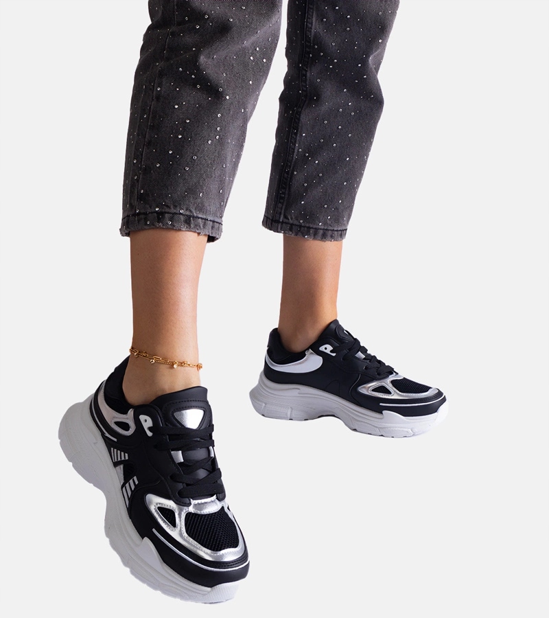 Sneakersy sportowe damskie czarne 31141 rozmiar 41