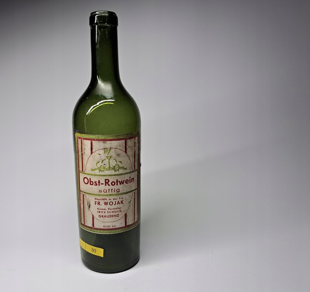 STARA BUTELKA GRAUDENZ GRUDZIĄDZ CZERWONE WINO OWOCOWE FR. WOJAK 30