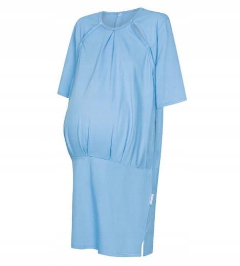 Koszula porodowa - ciążowa XL Błękitna Super Mami