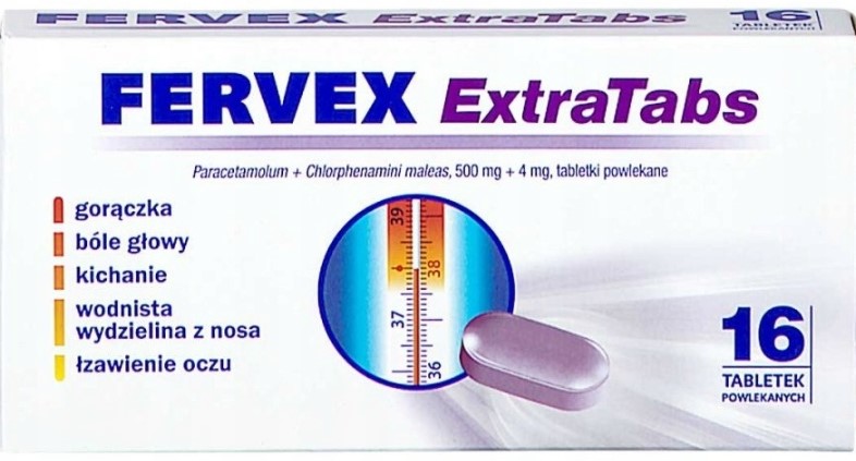 Fervex Extra Tabs Lek na przeziębienie grypę 16tab