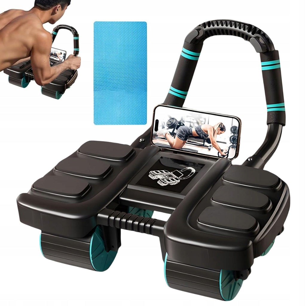 ROLLER TRENAŻER MIĘŚNI BRZUCHA Z PODPÓRKĄ KÓŁKO FITNESS PILATES + MATA