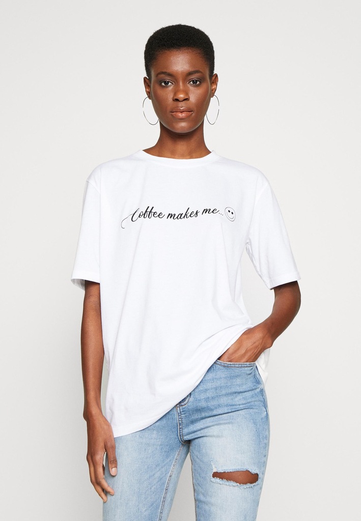 I1T510*MISSGUIDED TALL BIAŁY T-SHIRT PRINT 38 P01