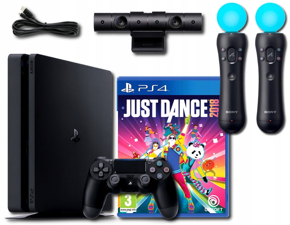 KONSOLA PS4 SLIM 500GB MOVE KAMERA JUST DANCE 2018 7715989247 
