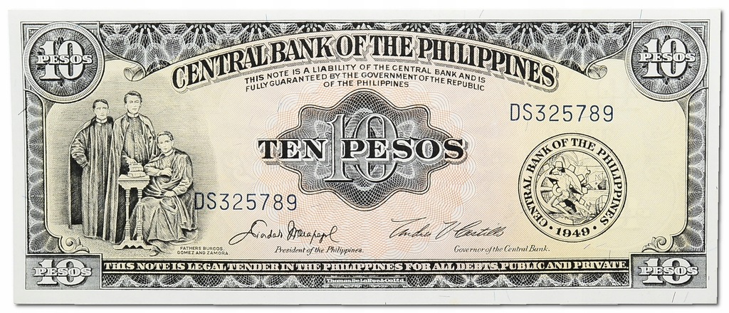 32.ci.Filipiny, 10 Pesos 1946-1969, P.136.e, St.1