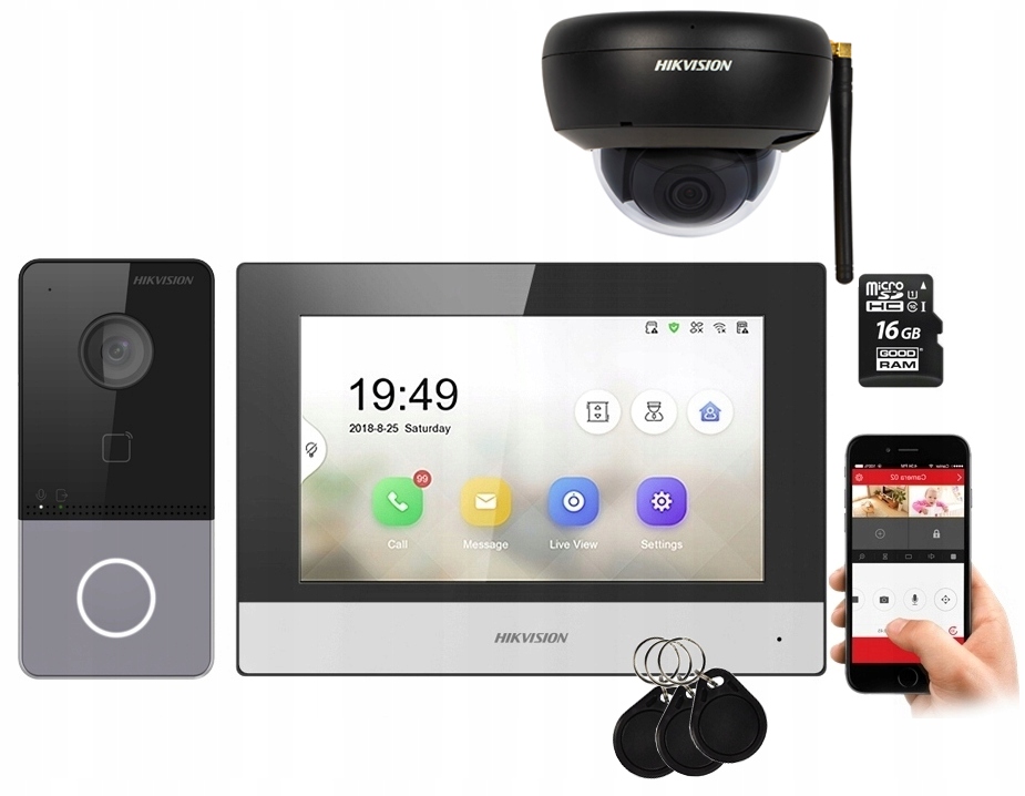 WIDEODOMOFON DOMOFON VIDEO ZESTAW WIFI + KAMERA IP