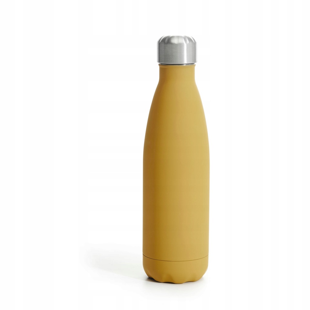 butelka stalowa termiczna, żółta mat, gumowa, 0,5l