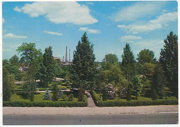 Hajnówka Park kominy Zakłady Drzewne Przem.Leśnego