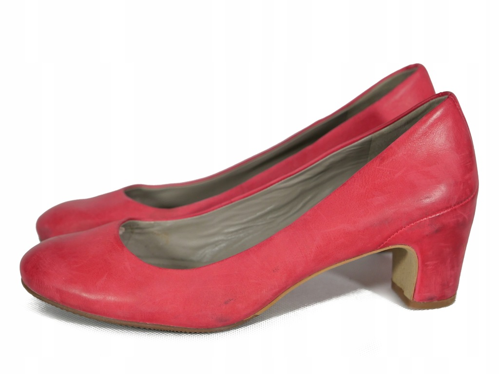 ECCO czółenka czerwone skórzane wygodne buty 40