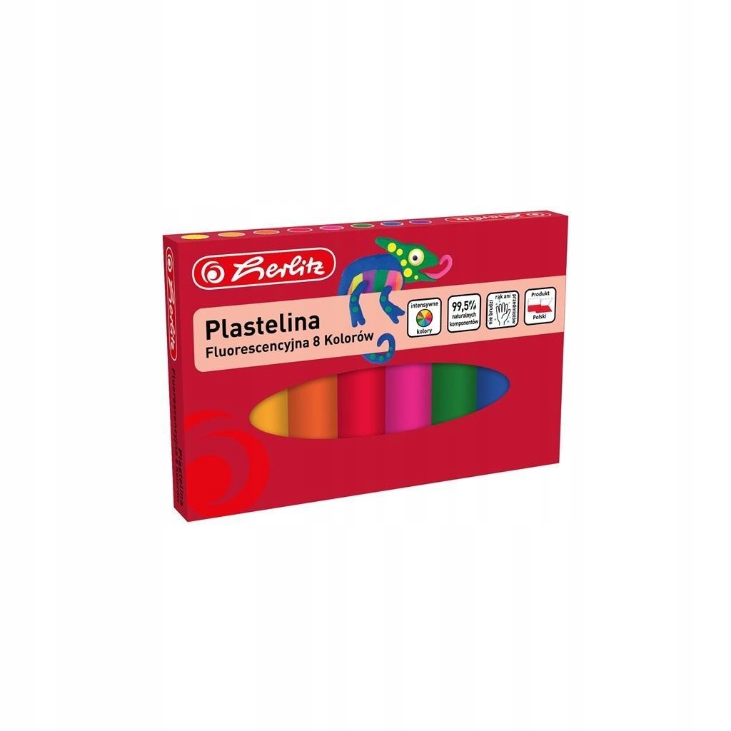 PLASTELINA FLUORESCENCYJNA 8 KOLORÓW, HERLITZ