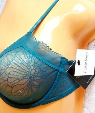 Calvin Klein biustonosz 75B nylon turkus NOWY