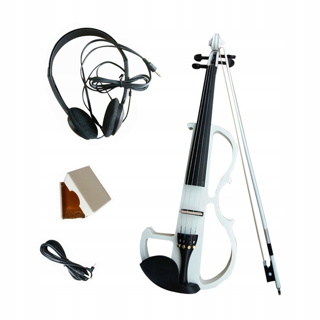 Silent Electric Violin Silent Violin Set with Violin Accessories white