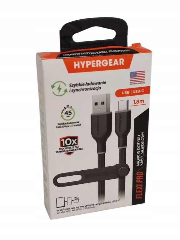 HYPERGEAR FLEXI PRO SZYBKI KABEL DO ŁADOWANIA USB - USB TYP C 18W 1,8 M