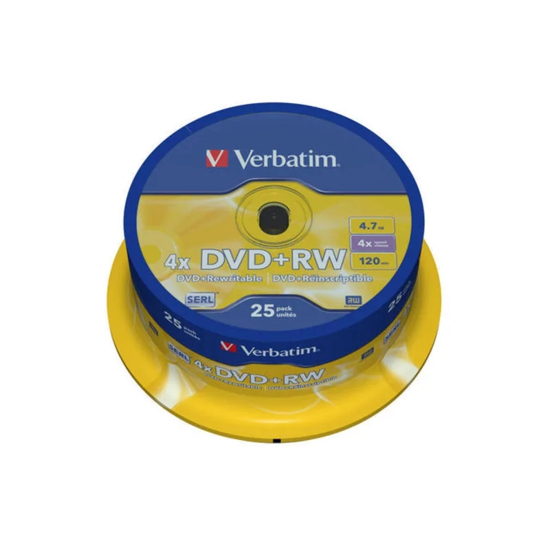 DVD+RW VERBATIM 4.7GB X4 MATT SILVER (CAKE 25)