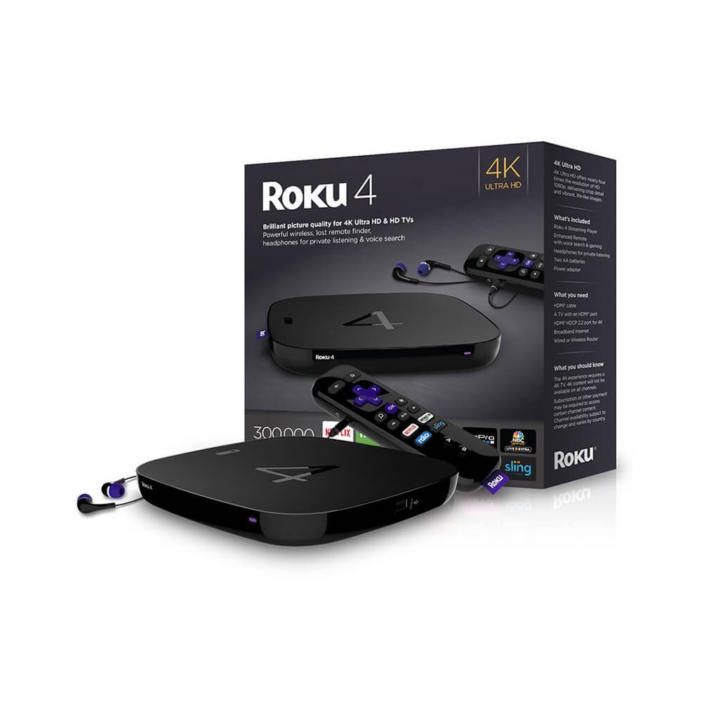 Roku 4 Streaming Media Player (4400R) 4K UHD 7037425707 oficjalne
