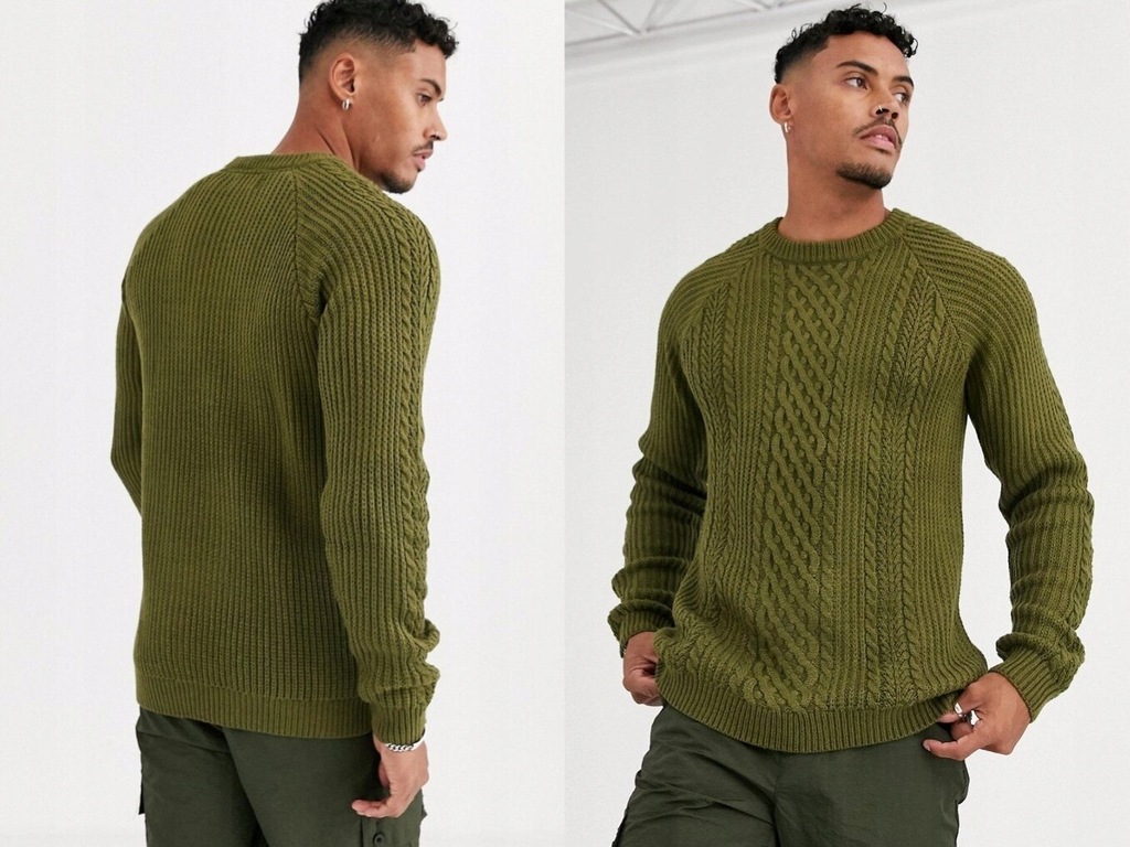 Bershka Sweter Męski Khaki S