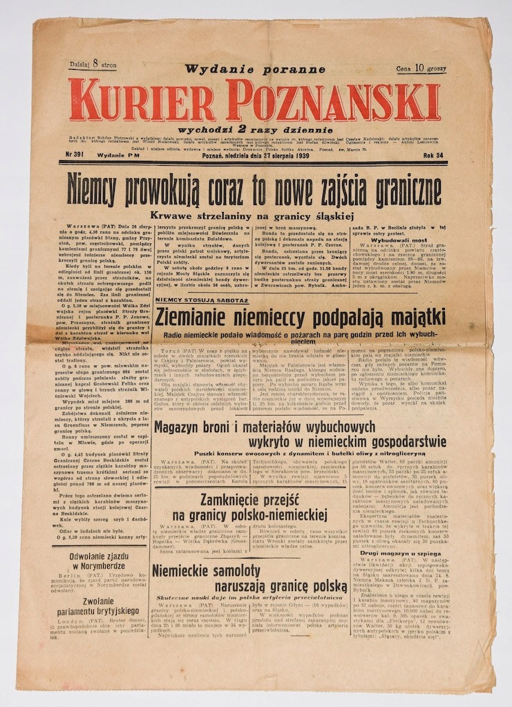 KURIER POZNAŃSKI Wydanie poranne. 27 sierpnia 1937