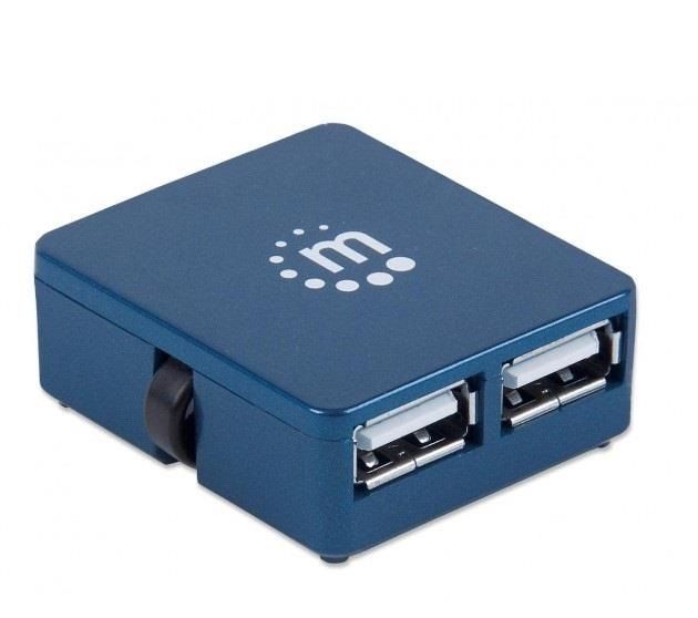 HUB USB Manhattan 4 porty 2.0 Micro, niebieski IUS