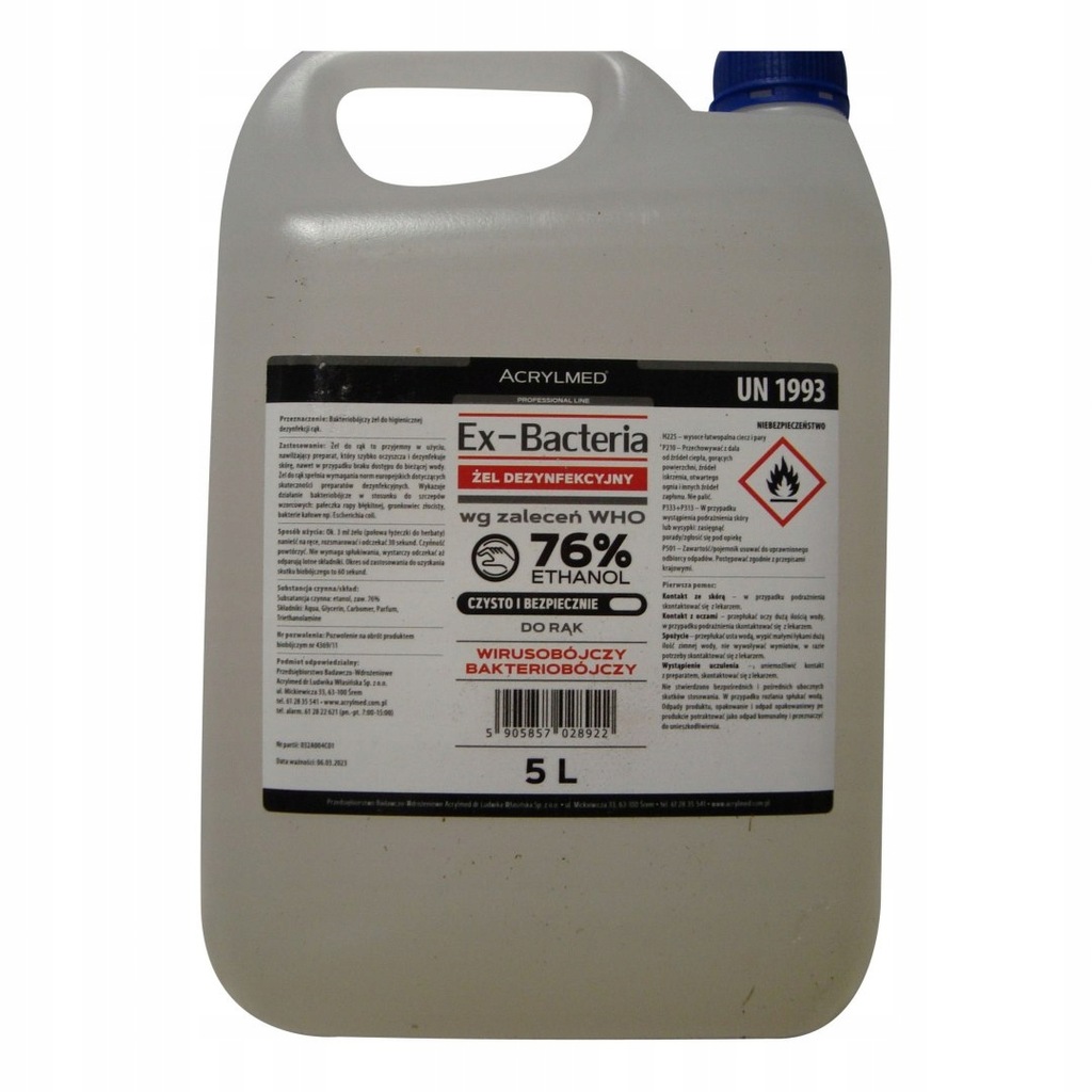 Żel dezynfekcyjny 3w1 ex-bacteria 5l (vat 8%) Pro