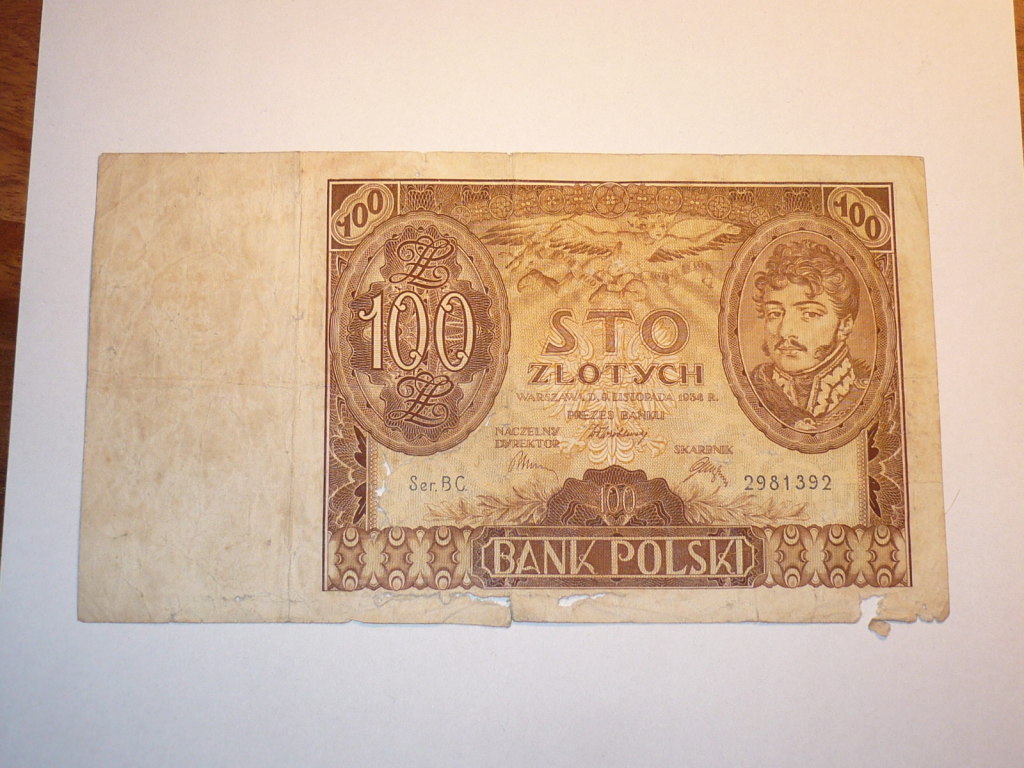 stare 100 złotych 1934 rok