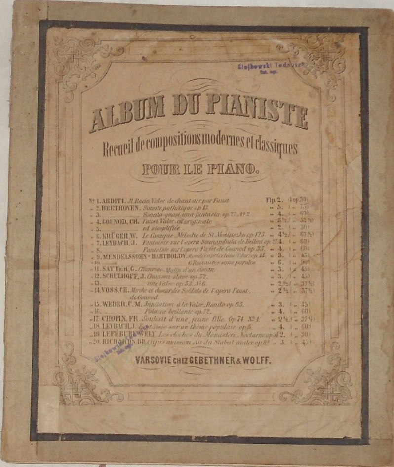 ALBUM DU PIANISTE pour le piano