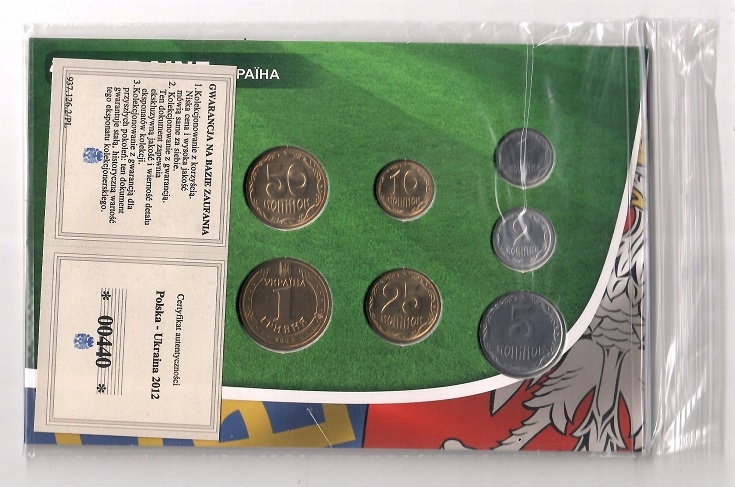 zestaw monet UKRAINA+medal EURO 2012