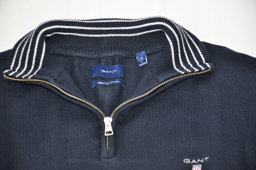 GANT SUPER sweter PULOWER granatowy golf XL