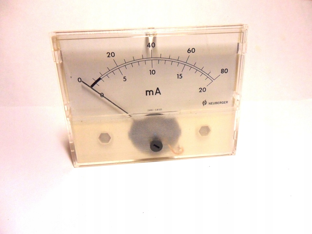 Amperomierz tablicowy analogowy 0 - 20/80 mA wymiary 93 mm x 72 mm