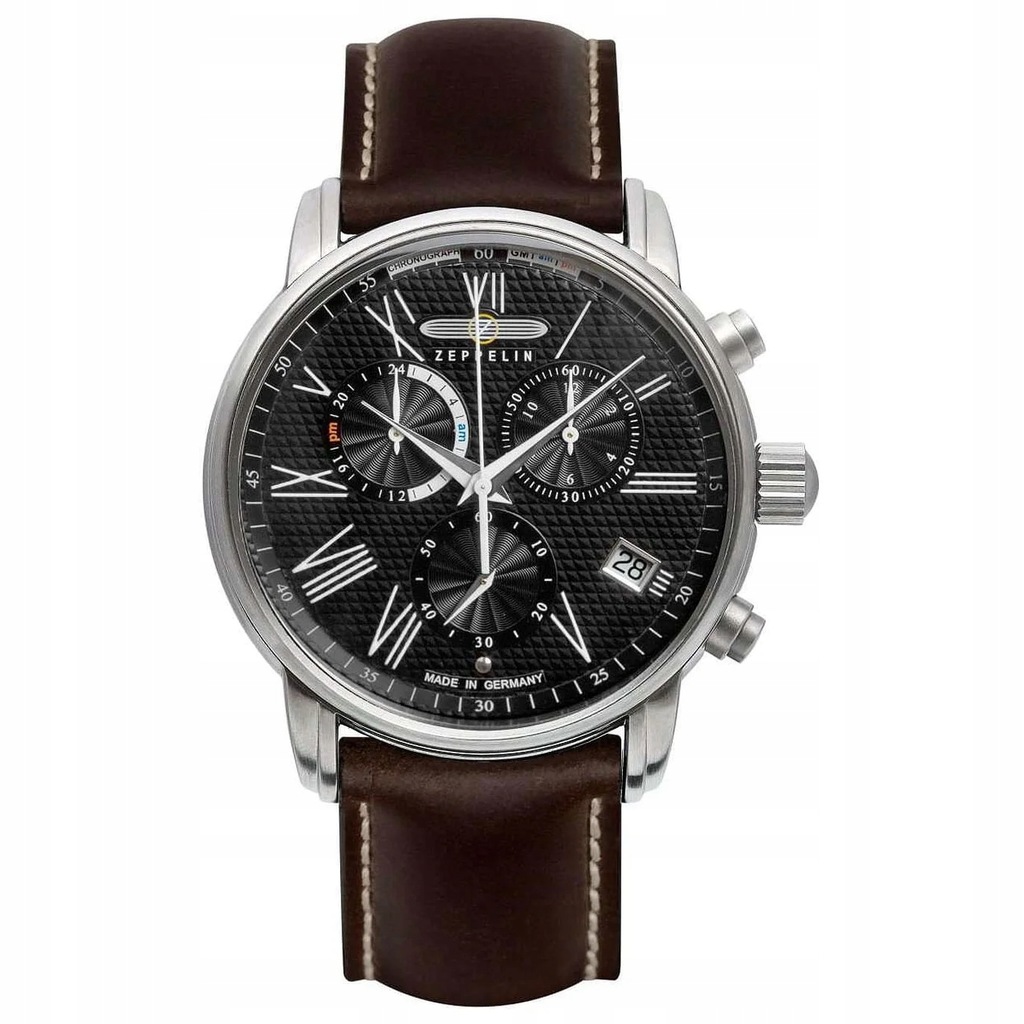 NOWY ORYGINALNY ZEGAREK Zeppelin 7694-2 LZ127 Transatlantik Chrono Gmt