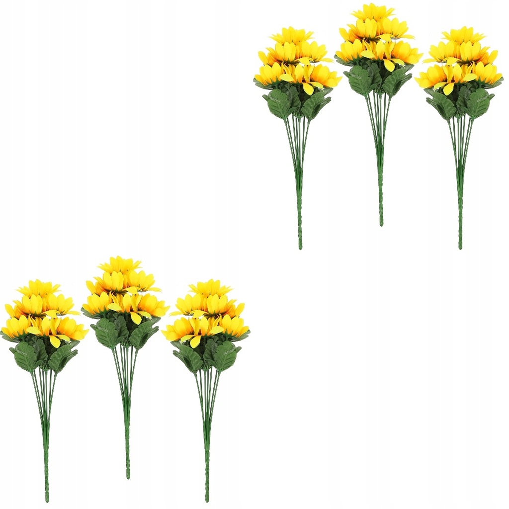 6 Bunches Sunflower Stems Artificial Yellow Flower 13383346563