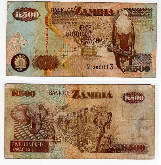 ZAMBIA 1992 500 KWACHA