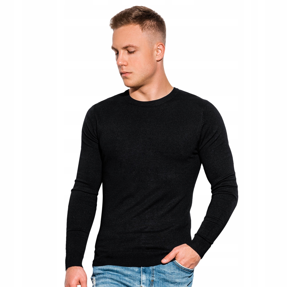 Sweter męski klasyczny casual E177 czarny L