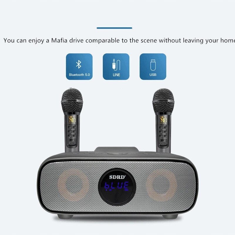 Maszyna karaoke przenośna, Bluetooth, mikrofony TF/USB, AUX-IN głośnik OPIS