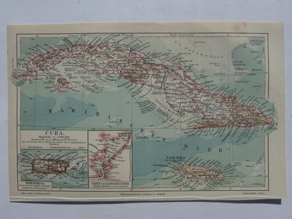 WYSPA KUBA KARAIBY AMERYKA mapa 1909 r.
