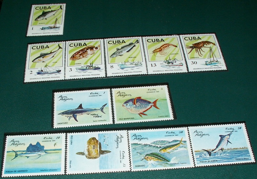 Kuba - 1975 -1981 Ryby / Rybołówstwo / 2 serie 6+6 **