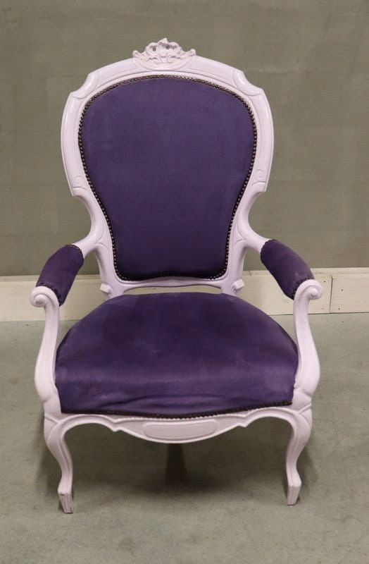 0513 elegancki fotel, fioletowy, wysokie oparcie
