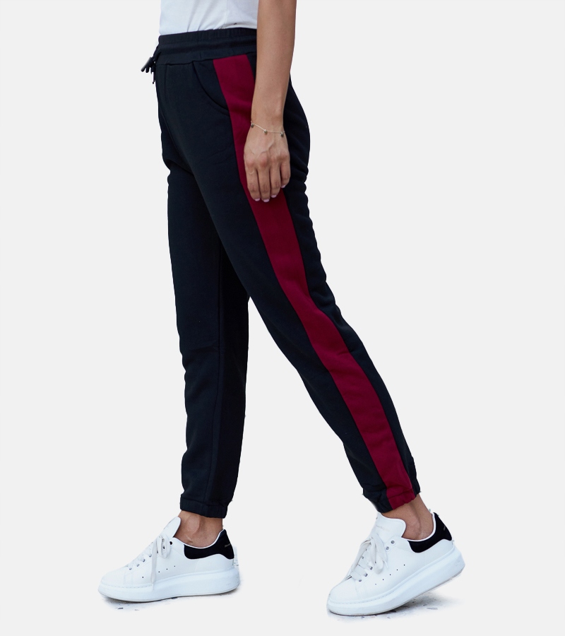Czarne spodnie z czerwonymi lampasami 25056 25056 rozmiar M/L