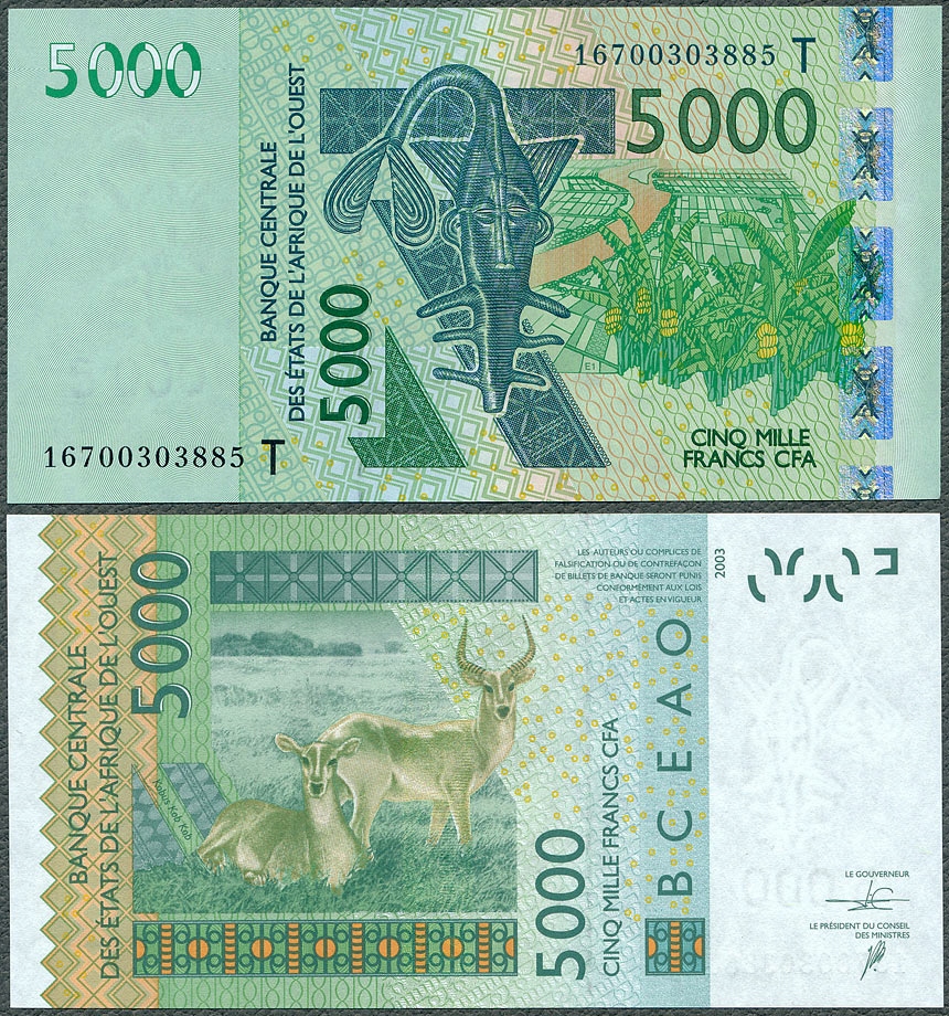CFA - Togo - 5000 franków 2016 T * antylopy