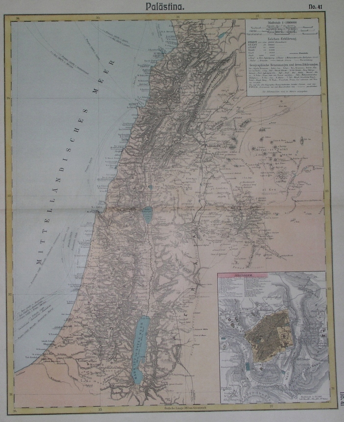1900 oryginał MAPA IZRAEL PALESTYNA ZIEMIA ŚWIĘTA JEROZOLIMA Azja Orient